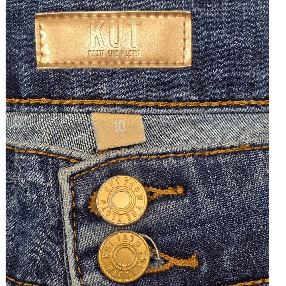 Kut from the Kloth Amy Crop Straight Leg Jeans Blue Medium Wash Size 10 Stretch - Picture 3 of 10
